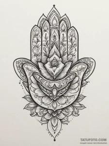 Tattoo design a subtle 'hamsa' hand symbol fo... - эскиз тату (№1754878053_0, 11.08.2025 02:07) — Tatufoto.com