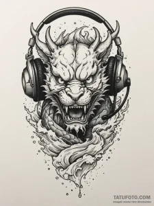 Tattoo sketch a headset microphone with sound... - эскиз тату (№1754878650_0, 11.08.2025 02:17) — Tatufoto.com