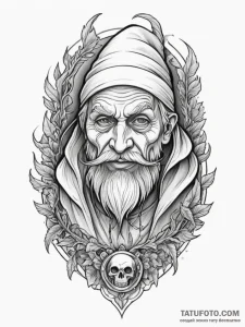 Baba yaga, tattoo drawing outline, black and... - эскиз тату (№1754879046_0, 11.08.2025 02:24) — Tatufoto.com