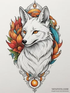 Kitsune, tattoo line art, neo traditional tat... - эскиз тату (№1754879836_0, 11.08.2025 02:37) — Tatufoto.com