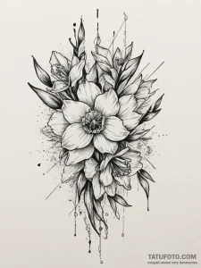 Narcissus, tattoo line art, fine lines, delic... - эскиз тату (№1754880230_0, 11.08.2025 02:43) — Tatufoto.com