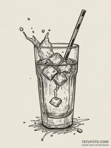 A shot of a glass of water, with a fizzing an... - эскиз тату (№1754881420_0, 11.08.2025 03:03) — Tatufoto.com