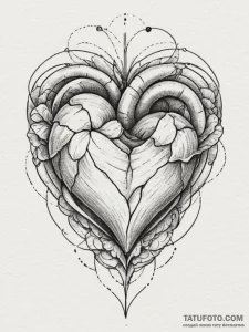 Tattoo design a geometric heart with a single... - эскиз тату (№1754881617_0, 11.08.2025 03:06) — Tatufoto.com