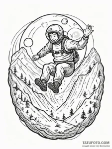 A person zorbing down a hill., ink illustrati... - эскиз тату (№1754882013_0, 11.08.2025 03:13) — Tatufoto.com