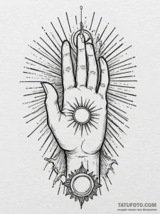 A tattoo design of the hand of god symbol, wi... - эскиз тату (№1754883006_0, 11.08.2025 03:30) — Tatufoto.com