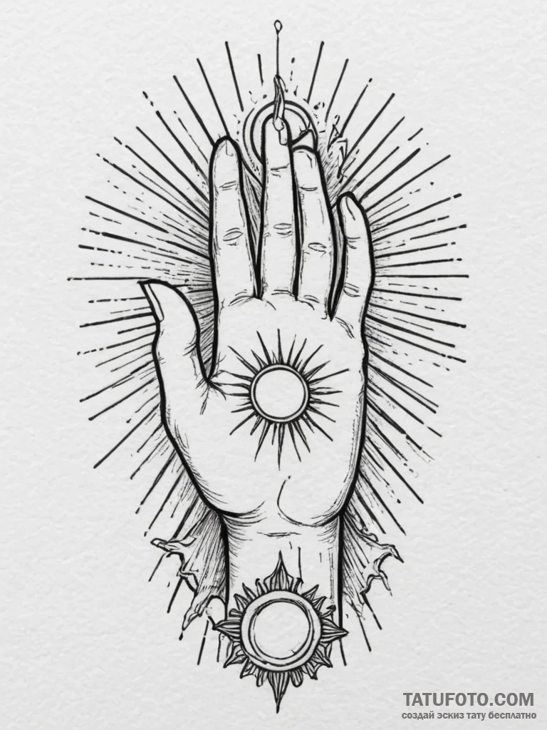 A tattoo design of the hand of god symbol, wi... - эскиз тату (№1754883006_0, 11.08.2025 03:30) — Tatufoto.com