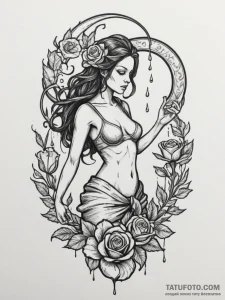 Tattoo sketch a stylized aquarius water-beare... - эскиз тату (№1754883206_0, 11.08.2025 03:33) — Tatufoto.com