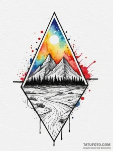 Triangle, tattoo line art, watercolor tattoo... - эскиз тату (№1754883405_0, 11.08.2025 03:36) — Tatufoto.com