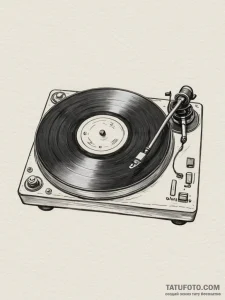 Vinyl record on a turntable, artistic tattoo... - эскиз тату (№1754886181_0, 11.08.2025 04:23) — Tatufoto.com