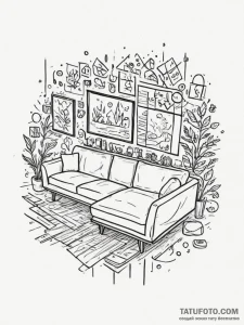A minimalist, scandinavian-style living room... - эскиз тату (№1754887371_0, 11.08.2025 04:42) — Tatufoto.com