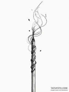 A close-up of a burning incense stick, with s... - эскиз тату (№1754887768_0, 11.08.2025 04:49) — Tatufoto.com