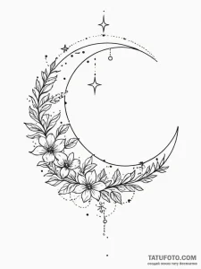 Tattoo design a crescent moon with a hidden c... - эскиз тату (№1754889159_0, 11.08.2025 05:12) — Tatufoto.com