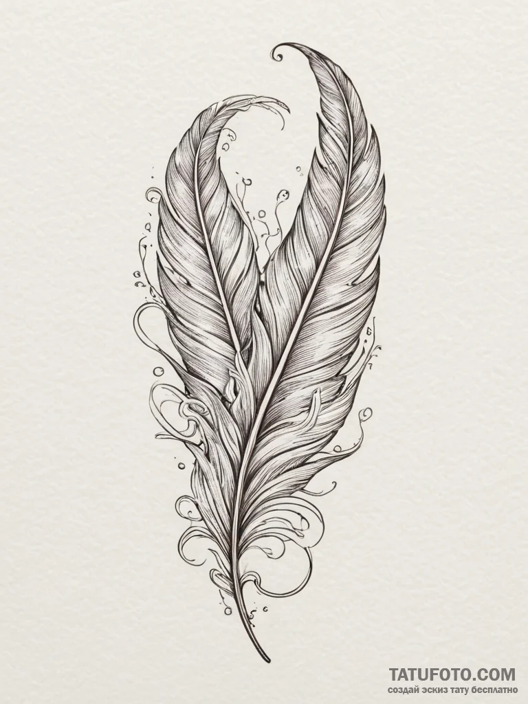 A burning feather, concept art for tattoo, cl... - эскиз тату (№1754889362_0, 11.08.2025 05:16) — Tatufoto.com