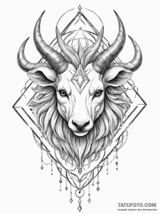 Tattoo design a zodiac animal's head emerging... - эскиз тату (№1754889955_0, 11.08.2025 05:25) — Tatufoto.com