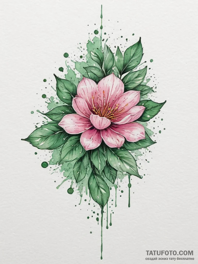 Tattoo sketch: watercolor splashes of pink, g... - эскиз тату (№1754890749_0, 11.08.2025 05:39) — Tatufoto.com