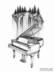 A grand piano with its keys turning into a wa... - эскиз тату (№1754894121_0, 11.08.2025 06:35) — Tatufoto.com