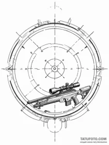 Tattoo sketch a futuristic sniper rifle scope... - эскиз тату (№1754896107_0, 11.08.2025 07:08) — Tatufoto.com