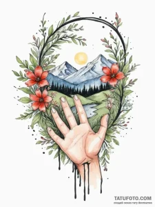 Tattoo sketch: a scene of spring awakening, w... - эскиз тату (№1754897888_0, 11.08.2025 07:38) — Tatufoto.com