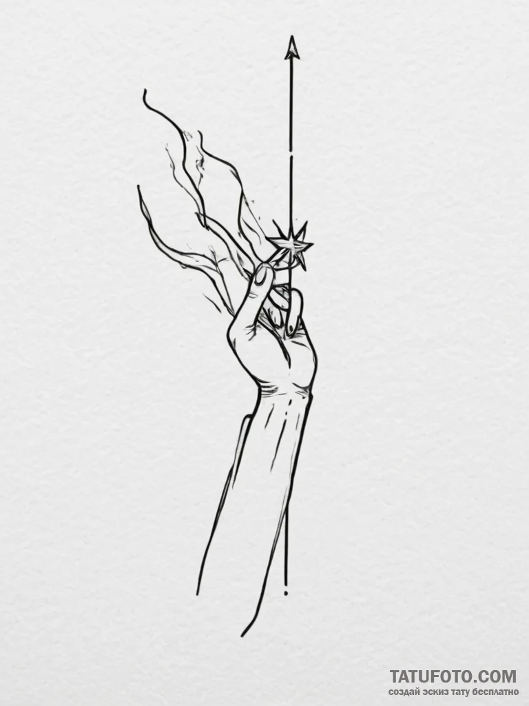 Magic wand casting a spell, tattoo sketch des... - эскиз тату (№1754898482_0, 11.08.2025 07:48) — Tatufoto.com