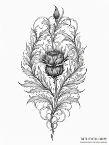 Thistle, tattoo line art, black and white ske... - эскиз тату (№1754899278_0, 11.08.2025 08:01) — Tatufoto.com