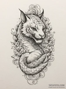 Lynx, tattoo drawing outline, on a clean whit... - эскиз тату (№1754901264_0, 11.08.2025 08:34) — Tatufoto.com