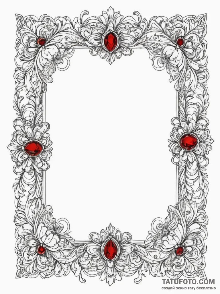 An ornate, empty picture frame, ink illustrat... - эскиз тату (№1754901462_0, 11.08.2025 08:37) — Tatufoto.com