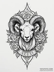 Tattoo sketch an aries ram's head with a smal... - эскиз тату (№1754902651_0, 11.08.2025 08:57) — Tatufoto.com