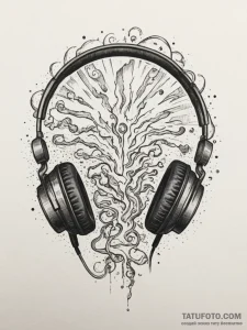 Tattoo design a pair of gaming headphones wit... - эскиз тату (№1754904835_0, 11.08.2025 09:33) — Tatufoto.com
