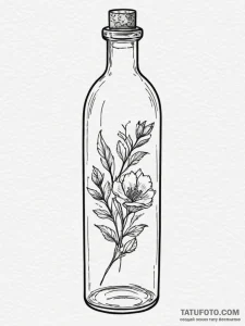 Tattoo design a stylized message in a bottle... - эскиз тату (№1754906619_0, 11.08.2025 10:03) — Tatufoto.com