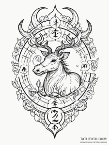 Tattoo sketch a zodiac glyph incorporated int... - эскиз тату (№1754907211_0, 11.08.2025 10:13) — Tatufoto.com