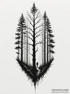Tattoo design a forest silhouette with an eer... - эскиз тату (№1754908987_0, 11.08.2025 10:43) — Tatufoto.com