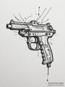 Tattoo sketch a futuristic ray gun with a sle... - эскиз тату (№1754909979_0, 11.08.2025 10:59) — Tatufoto.com