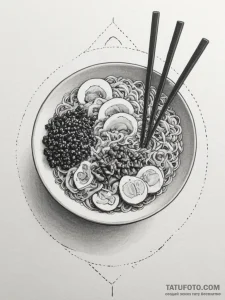 Tattoo design 'ramen bowl' on one, 'chopstick... - эскиз тату (№1754910569_0, 11.08.2025 11:09) — Tatufoto.com