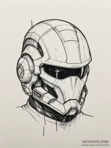 Tattoo design a sleek, futuristic soldier's h... - эскиз тату (№1754910768_0, 11.08.2025 11:12) — Tatufoto.com