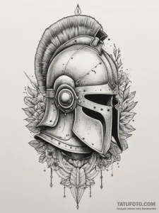 A roman centurion helmet with battle damage,... - эскиз тату (№1754911960_0, 11.08.2025 11:32) — Tatufoto.com