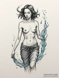Tattoo sketch aquarius's water-bearer, a clea... - эскиз тату (№1754912356_0, 11.08.2025 11:39) — Tatufoto.com