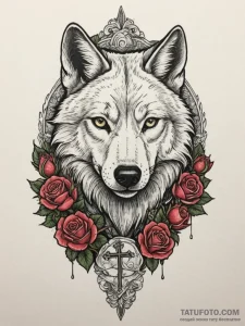 Fenrir (the wolf), tattoo line art, on a clea... - эскиз тату (№1754913150_0, 11.08.2025 11:52) — Tatufoto.com