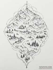 Tattoo design a simple map line tracing a sha... - эскиз тату (№1754913347_0, 11.08.2025 11:55) — Tatufoto.com