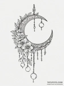 Tattoo sketch: an elegant lunitsa (crescent m... - эскиз тату (№1754914342_0, 11.08.2025 12:12) — Tatufoto.com