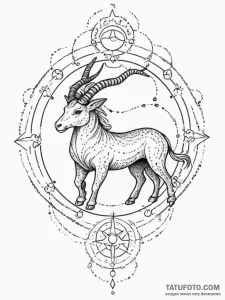 Tattoo sketch a blackwork outline of a zodiac... - эскиз тату (№1754915133_0, 11.08.2025 12:25) — Tatufoto.com