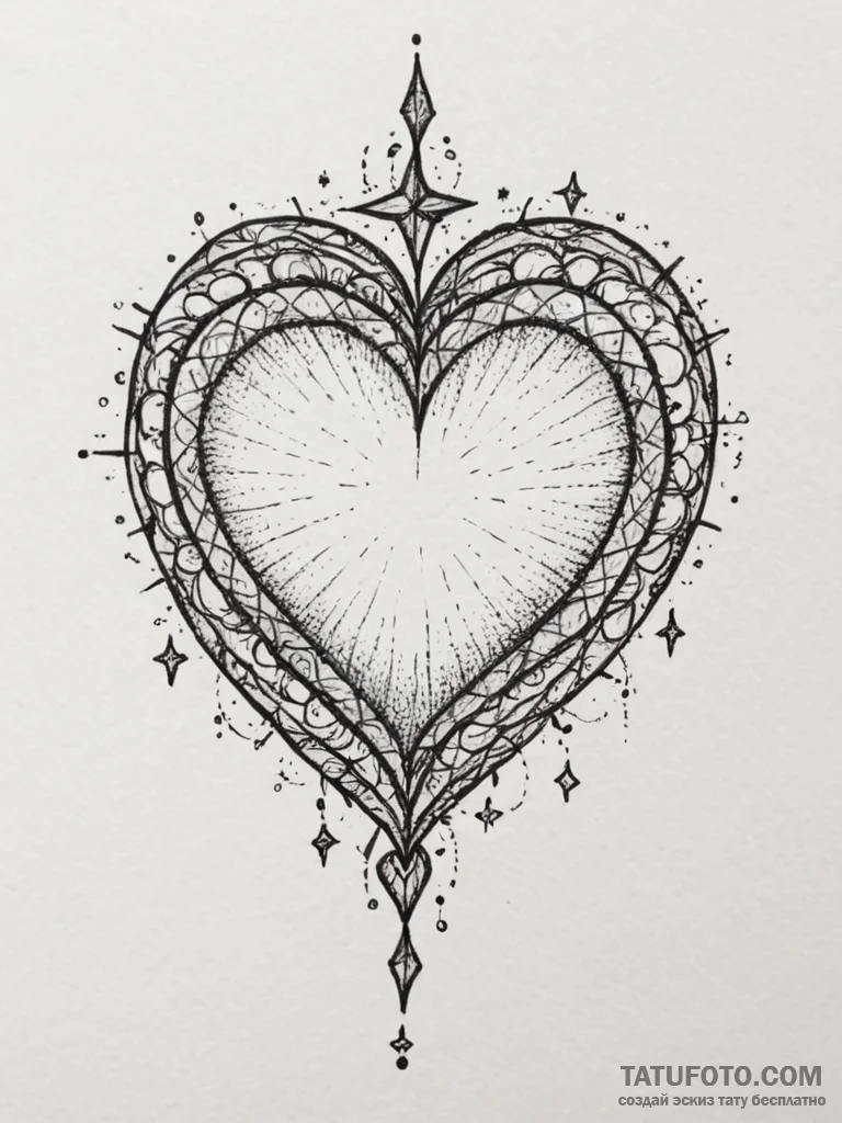 Tattoo design a simple heart outline with a t... - эскиз тату (№1754916520_0, 11.08.2025 12:48) — Tatufoto.com