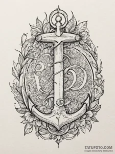 Tattoo sketch a custom initial font created f... - эскиз тату (№1754917114_0, 11.08.2025 12:58) — Tatufoto.com