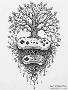 Tattoo sketch a classic console controller wi... - эскиз тату (№1754917312_0, 11.08.2025 13:01) — Tatufoto.com