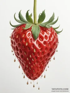 A macro shot of the surface of a strawberry,... - эскиз тату (№1754917903_0, 11.08.2025 13:11) — Tatufoto.com