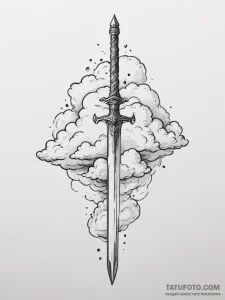 A sword piercing a cloud - эскиз тату (№1754919476_0, 11.08.2025 13:37) — Tatufoto.com
