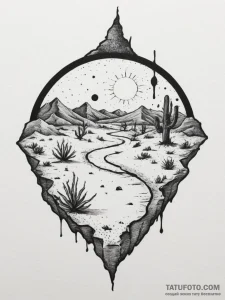 The cracked, dry earth of a desert playa, str... - эскиз тату (№1754920848_0, 11.08.2025 14:00) — Tatufoto.com