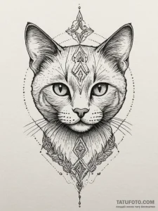 Tattoo sketch a stylized black cat, alluring... - эскиз тату (№1754922244_0, 11.08.2025 14:24) — Tatufoto.com