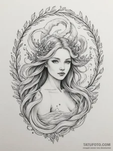Tattoo design a virgo maiden whose hair trans... - эскиз тату (№1754923056_0, 11.08.2025 14:37) — Tatufoto.com