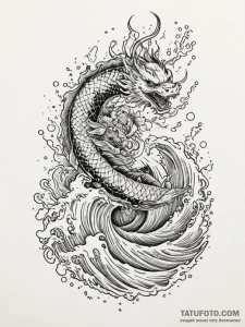 Tattoo design an abstract wave crashing and d... - эскиз тату (№1754923451_0, 11.08.2025 14:44) — Tatufoto.com