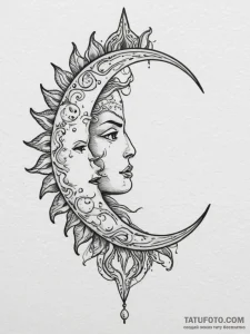 Tattoo sketch a minimalist sun or moon., arti... - эскиз тату (№1754925861_0, 11.08.2025 15:24) — Tatufoto.com